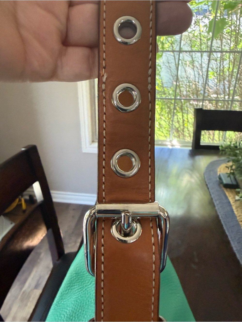 Dooney & Bourke Turquoise Pebbled Leather Shoulder Hobo bag w/ Tan Trim Tassel - Picture 5 of 16